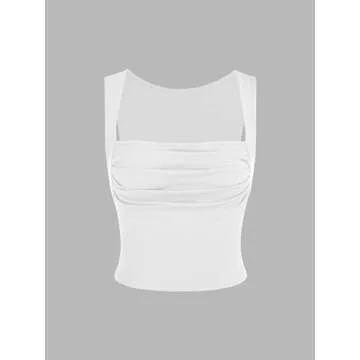 CIDER 2 Pack Solid Ruched Crop Tops in White & Grey