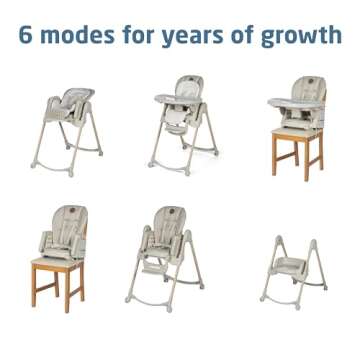 Maxi-Cosi Minla 6 in 1 High Chairs for Babies and Toddlers, Portable High Chair, Foldable Toddle and Baby High Chair, High Chair for Chair at Table, Classic Oat