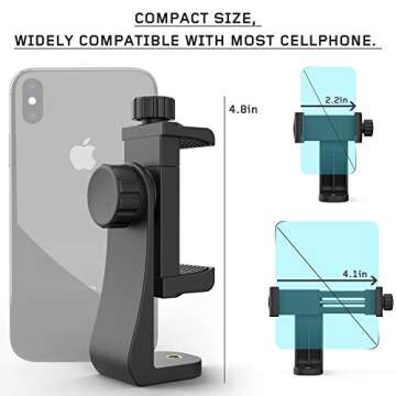 Universal Phone Tripod Mount Adapter with Ｗireless Camera Remote , Cell Phone Holder with Adjustab...