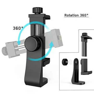 Universal Phone Tripod Mount Adapter with Ｗireless Camera Remote , Cell Phone Holder with Adjustable Clamp for Selfie Stick Monopod Compatible with iPhone, Samsung and so on , Wrist Strap Included