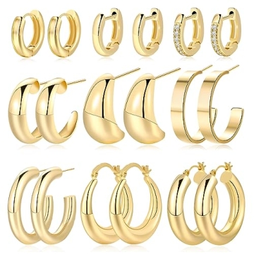 Trendy Gold Hoop Earrings Set - Hypoallergenic & Stylish for Every Occasion