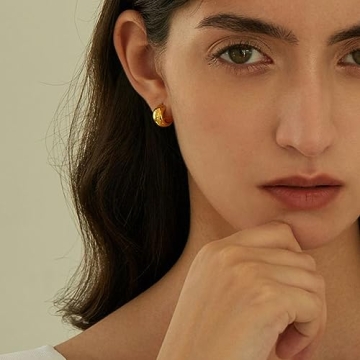 Trendy Gold Hoop Earrings Set Hypoallergenic Stylish