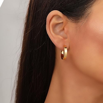 Trendy Gold Hoop Earrings Set Hypoallergenic Stylish