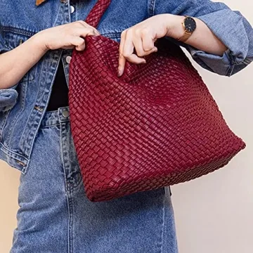 Doxwater Vegan Leather Hand Woven Tote Handbag