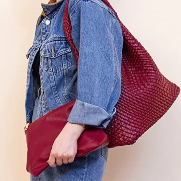 Doxwater Vegan Leather Hand Woven Tote Handbag