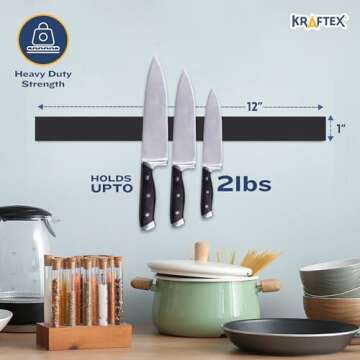 Kraftex Magnetic Tape [5pk, 1ft x 160mil] Magnet Strips with Adhesive Backing. Heavy Duty and Strong...
