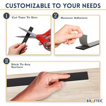 Kraftex Magnetic Tape [5pk, 1ft x 160mil] Magnet Strips with Adhesive Backing. Heavy Duty and Strong Magnet Tape for Crafts, Mounting Tools and DIY. Magnetic Strips with Super Sticky Back