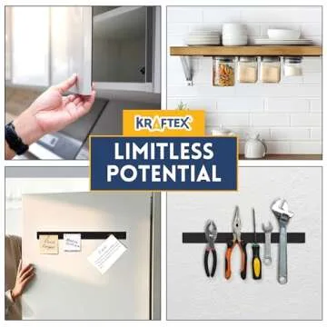 Kraftex Magnetic Tape [5pk, 1ft x 160mil] Magnet Strips with Adhesive Backing. Heavy Duty and Strong Magnet Tape for Crafts, Mounting Tools and DIY. Magnetic Strips with Super Sticky Back