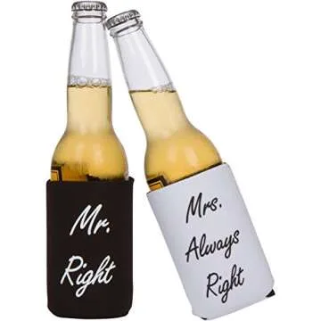 Funny Wedding Gifts - Mr. Right and Mrs. Always Right Novelty Can Coolers -Great for Engagements or Anniversaries for Newlyweds or Couples