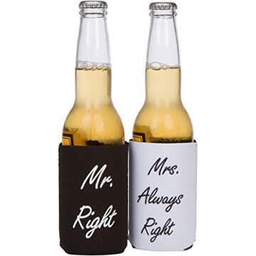 Funny Wedding Gifts - Mr. Right and Mrs. Always Right Novelty Can Coolers -Great for Engagements or Anniversaries for Newlyweds or Couples