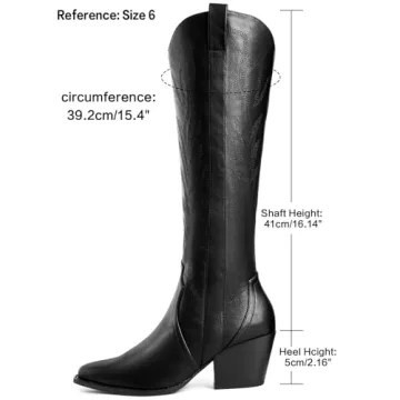 Stylish Susanny Black Cowboy Boots for Trendy Women