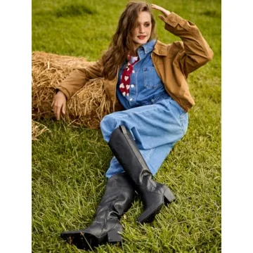 Stylish Susanny Black Cowboy Boots for Trendy Women