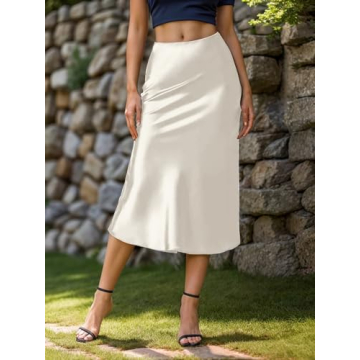 Elegant Women's Satin High Waist Midi Skirt for Casual Chic