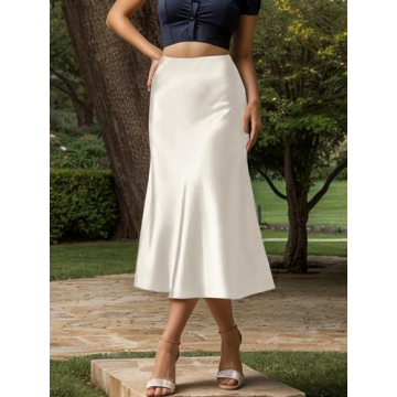Elegant Women's Satin High Waist Midi Skirt for Casual Chic