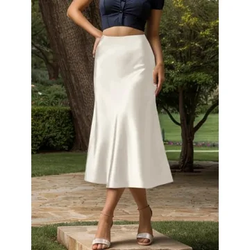 Elegant Women's Satin High Waist Midi Skirt for Casual Chic