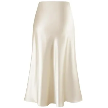 Elegant Women's Satin High Waist Midi Skirt for Casual Chic