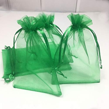 Elegant Organza Gift Bags 50PCS in Dark Green for All Occasions