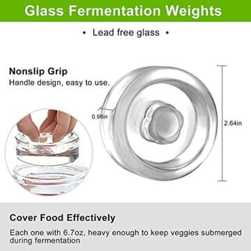 Fermentation Kit-4 Glass Fermentation Weights,4 Fermenting Lids,4 airlocks,4 Silicone Rings,5 Silico...