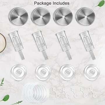 Fermentation Kit-4 Glass Fermentation Weights,4 Fermenting Lids,4 airlocks,4 Silicone Rings,5 Silicone Grommet for Wide Mouth Mason Jar for Sauerkraut,Vegetables and Other Fermented Food