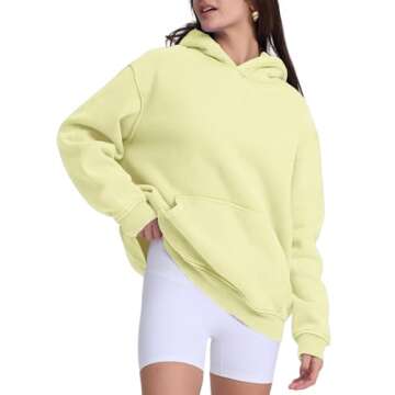 Dnzzs Womens Oversized Hoodie Acid Wash Hoodie Vintage Sweatshirt Heavyweight Fleece Cotton Streetwear Trendy Hoodies Yellow