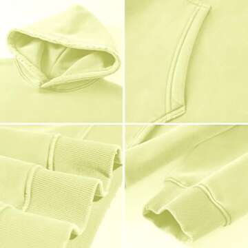 Dnzzs Womens Oversized Hoodie Acid Wash Hoodie Vintage Sweatshirt Heavyweight Fleece Cotton Streetwear Trendy Hoodies Yellow