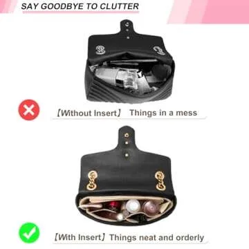 OAikor Felt Mini Purse Organizer Insert for GG Marmont Mini Matelasse Shoulder Bag and More, Mini Organizer Handbag Tote Liner Pouch for Women Inner Bladder Bag Storage Bag(Mini, Black)