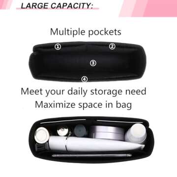 OAikor Felt Mini Purse Organizer Insert for GG Marmont Mini Matelasse Shoulder Bag and More, Mini Organizer Handbag Tote Liner Pouch for Women Inner Bladder Bag Storage Bag(Mini, Black)