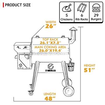Z GRILLS Upgrade 8 in 1 Wood Pellet Grill & Smoker for Outdoor Cooking, BBQ Grill with PID 2.0 Controller, LCD Screen, 697 sq, Meat Probes, Rain Cover