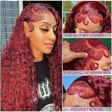 Larhali 99J HD Lace Front Wigs Human Hair Pre Plucked 180% Density Burgundy 13x6 Deep Wave Frontal W...