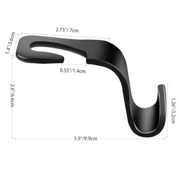 DOSAYA Car Seat Headrest Hook 4 Pack - Universal Auto Seat Hook Hanger Storage Organizer Holder (Bla...