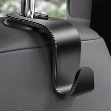 DOSAYA Car Seat Headrest Hook 4 Pack - Universal Auto Seat Hook Hanger Storage Organizer Holder (Black)