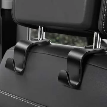 DOSAYA Car Seat Headrest Hook 4 Pack - Universal Auto Seat Hook Hanger Storage Organizer Holder (Black)
