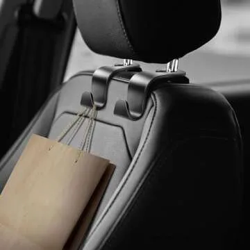 DOSAYA Car Seat Headrest Hook 4 Pack - Universal Auto Seat Hook Hanger Storage Organizer Holder (Black)