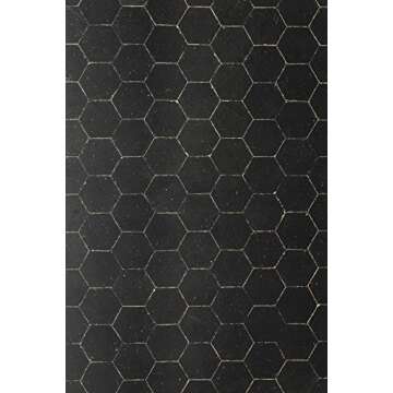 Bessie Bakes Super-Thin & Pliable Black Hexagon Moroccan Tiles with Gold Lines Replicated Photography Backdrop 2 Feet Wide x 3 Feet Long