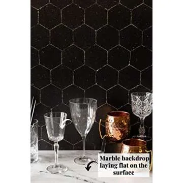 Bessie Bakes Super-Thin & Pliable Black Hexagon Moroccan Tiles with Gold Lines Replicated Photography Backdrop 2 Feet Wide x 3 Feet Long