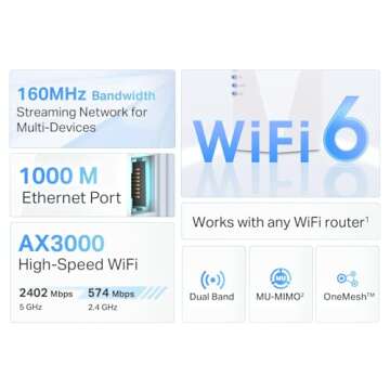TP-Link AX3000 WiFi 6 Range Extender Internet Booster(RE700X), Dual Band, AP Mode w/Gigabit Port, OF...