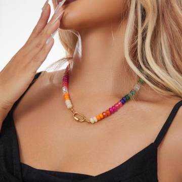 Youzealou Handcrafted Boho Gemstone Necklace for Women