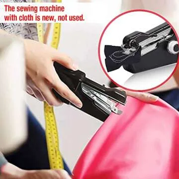 TCHRULES Handheld Sewing Machine, Hand Held Sewing Device Tool Mini Portable Cordless Sewing Machine, Essentials for Home Quick Repairing and Stitch Handicrafts(Black)