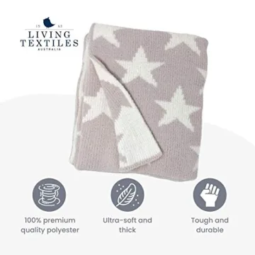 Living Textiles Grey Stars Chenille Baby Blanket for Comfort