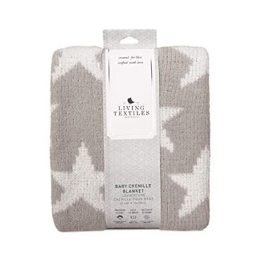 Living Textiles Grey Stars Chenille Baby Blanket for Comfort