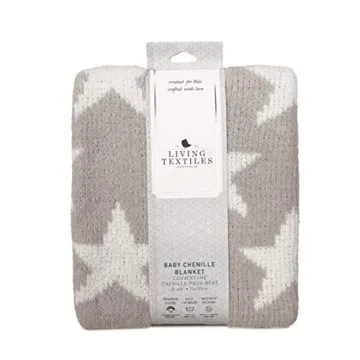 Living Textiles Grey Stars Chenille Baby Blanket for Comfort