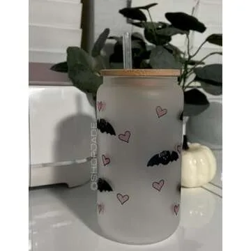 HK Hello Kawaii Kitty Cup, Iced Coffee Cups, Kawaii Cat Kitty Lover Cup, Kawaii Kitty Decorations, Tumbler Beer Can 16oz Glass Cup | Horror Halloween Cups