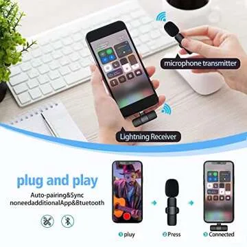 Papifilter Professional Wireless Lavalier Lapel Microphone for iPhone, iPad, Android- Cordless Omnidirectional Condenser Recording Mic for Interview Video Podcast Vlog YouTube