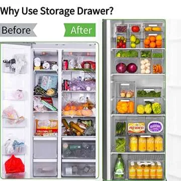 vacane 4 Pack Plastic Pantry Organization and Storage Bins with Handle, Kitchen Organization or Kitchen Storage – Refrigerator Organizer Bins, Cabinet Organizers, 4 Pack