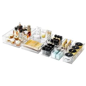 vacane 4 Pack Plastic Pantry Organization and Storage Bins with Handle, Kitchen Organization or Kitchen Storage – Refrigerator Organizer Bins, Cabinet Organizers, 4 Pack