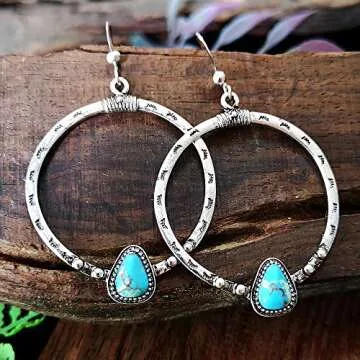 Vintage Turquoise Circle Earrings for Trendy Outfits