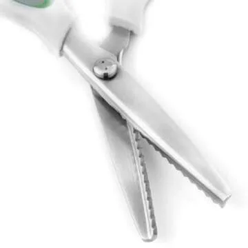 ZXUY Pinking Shears Green Comfort Grips Professional Dressmaking Pinking Shears Crafts Zig Zag Cut Scissors Sewing Scissors (1, 5 Ounce)