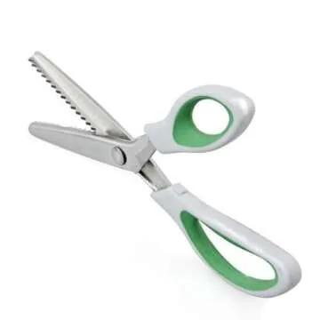 ZXUY Pinking Shears Green Comfort Grips Professional Dressmaking Pinking Shears Crafts Zig Zag Cut Scissors Sewing Scissors (1, 5 Ounce)