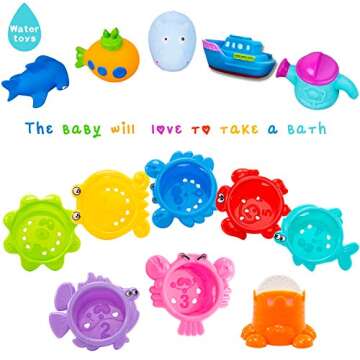 INNOCHEER Baby Bath Toys for Toddlers, Water Table Toys with Mold Free Stacking Cups, Quick Dry Orga...