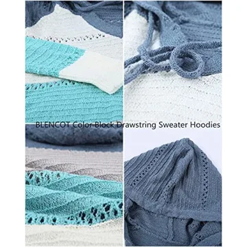 Stylish BLENCOT Women's Color Block Hoodie - Blue S